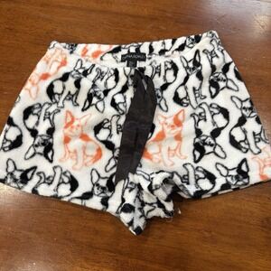Womens Size Small French Bulldog‎ Lounge Pajama Shorts Pink Plush Sleep Soft